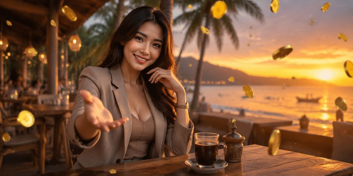 Antarmuka aplikasi ratuvegas terlihat di perangkat seluler di kafe